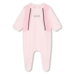 BOSS Velour Logo Footed Sleeper Footies Pajamas 6 Months - Pale Pink